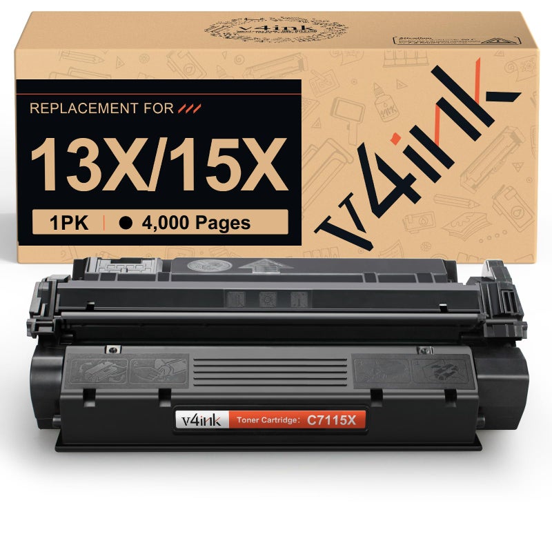 v4ink C7115X Toner Compatible Replacement for HP 15X C7115X 13X Q2613X C7115A Toner Cartridge High Yield Black for HP Laser 1000 1005 1200 1220 3300 3310 3320 3330 3380 1300 1150 1300 1300n Printer - Image 1